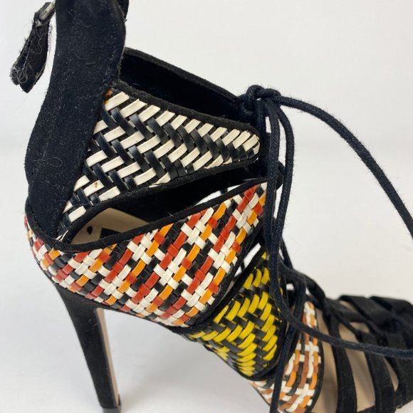 Zara Mixed Weave Multicoloured Lace Up Stiletto Sandals! 38, 7 - Picture 4 of 5